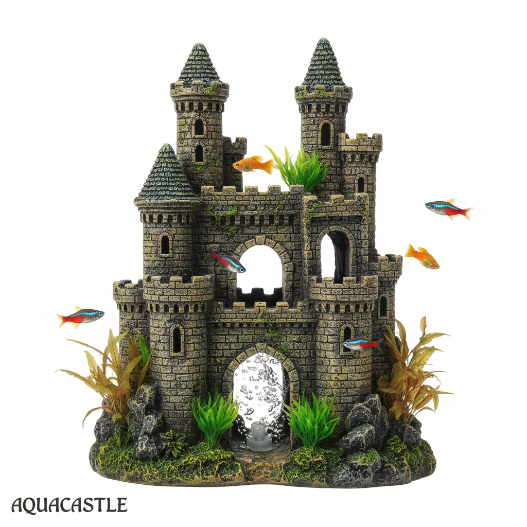 Château miniature décoratif pour aquarium
