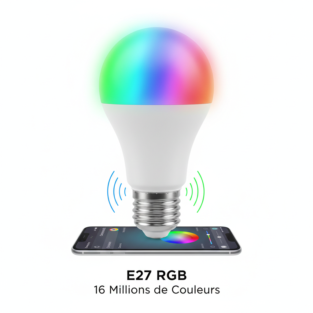 Ampoule connectée E27 RGB+CCT 16 millions de couleurs