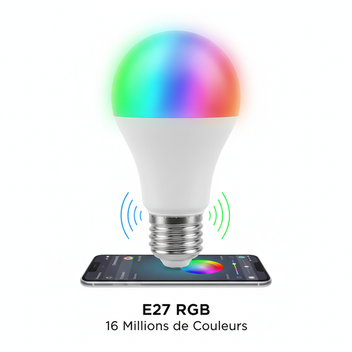 Ampoule connectée E27 RGB+CCT 16 millions de couleurs