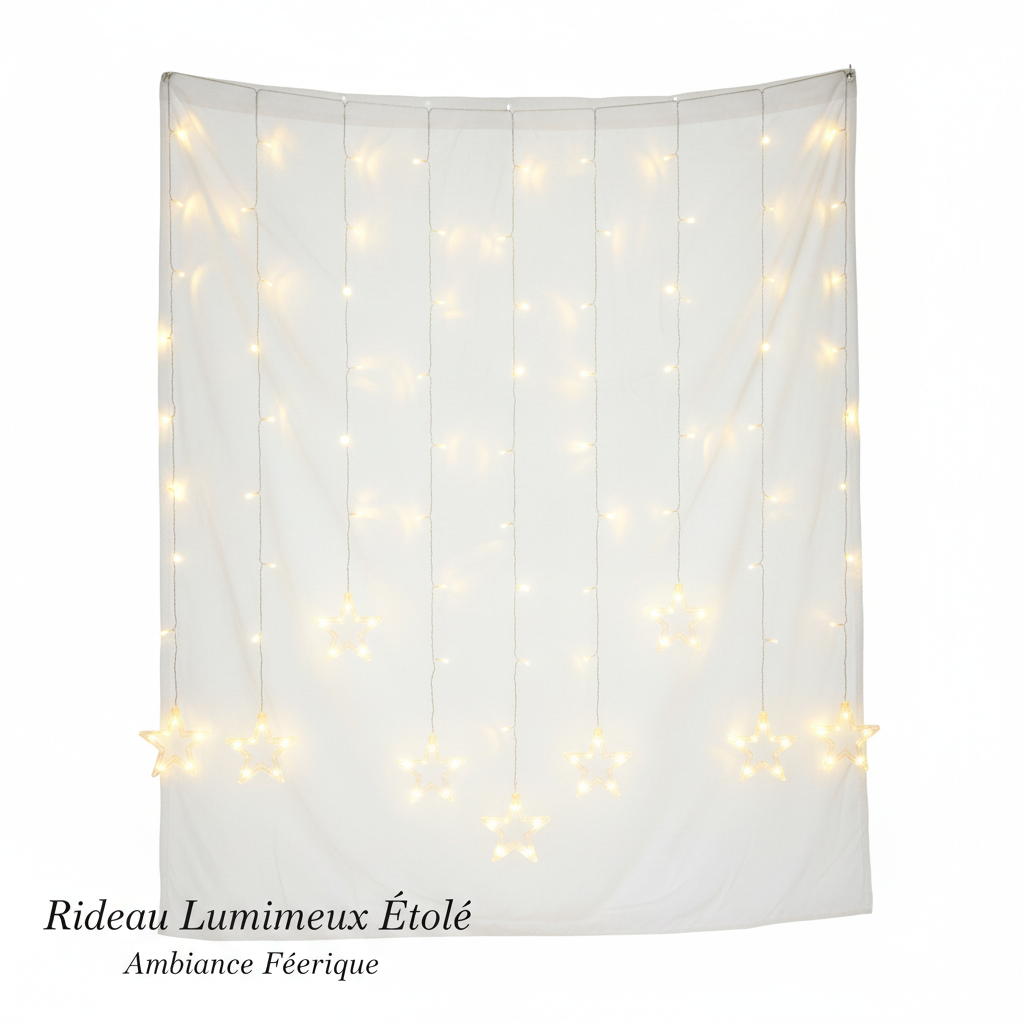 Guirlande lumineuse LED rideau étoilé