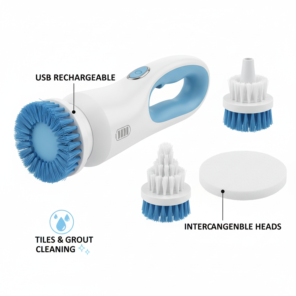 Brosse de nettoyage rotative électrique pour cuisine