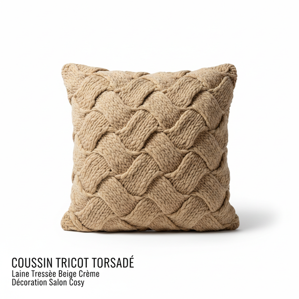 Coussin déco tricot torsaé