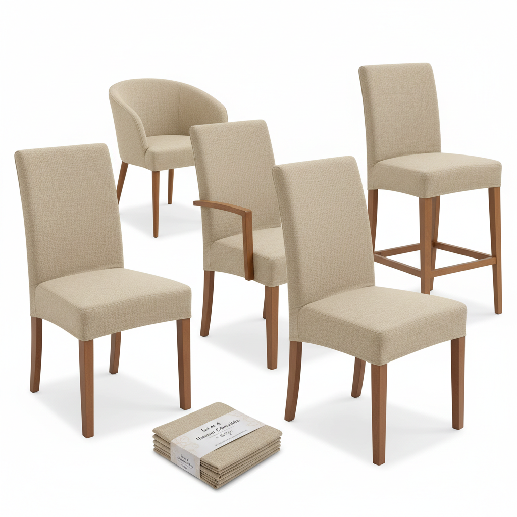 Lot de 4 housses de chaise de cuisine extensibles